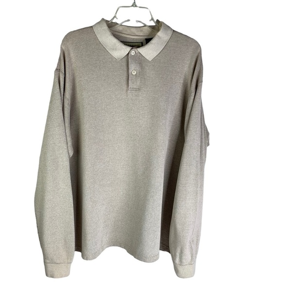 Naturalife Oatmeal Colored Long Sleeve Polo With Collar 2 Button Front Sz. XXL - Picture 2 of 7
